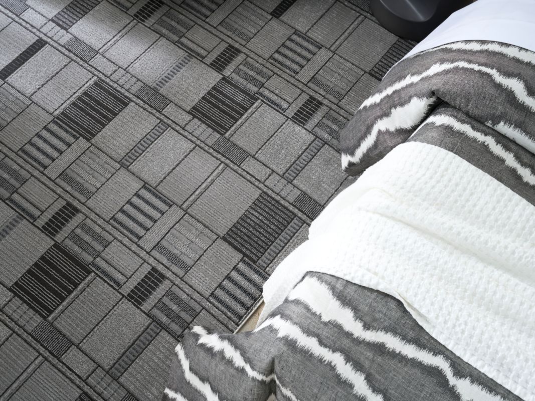 Angled look at an abstract geometric rug