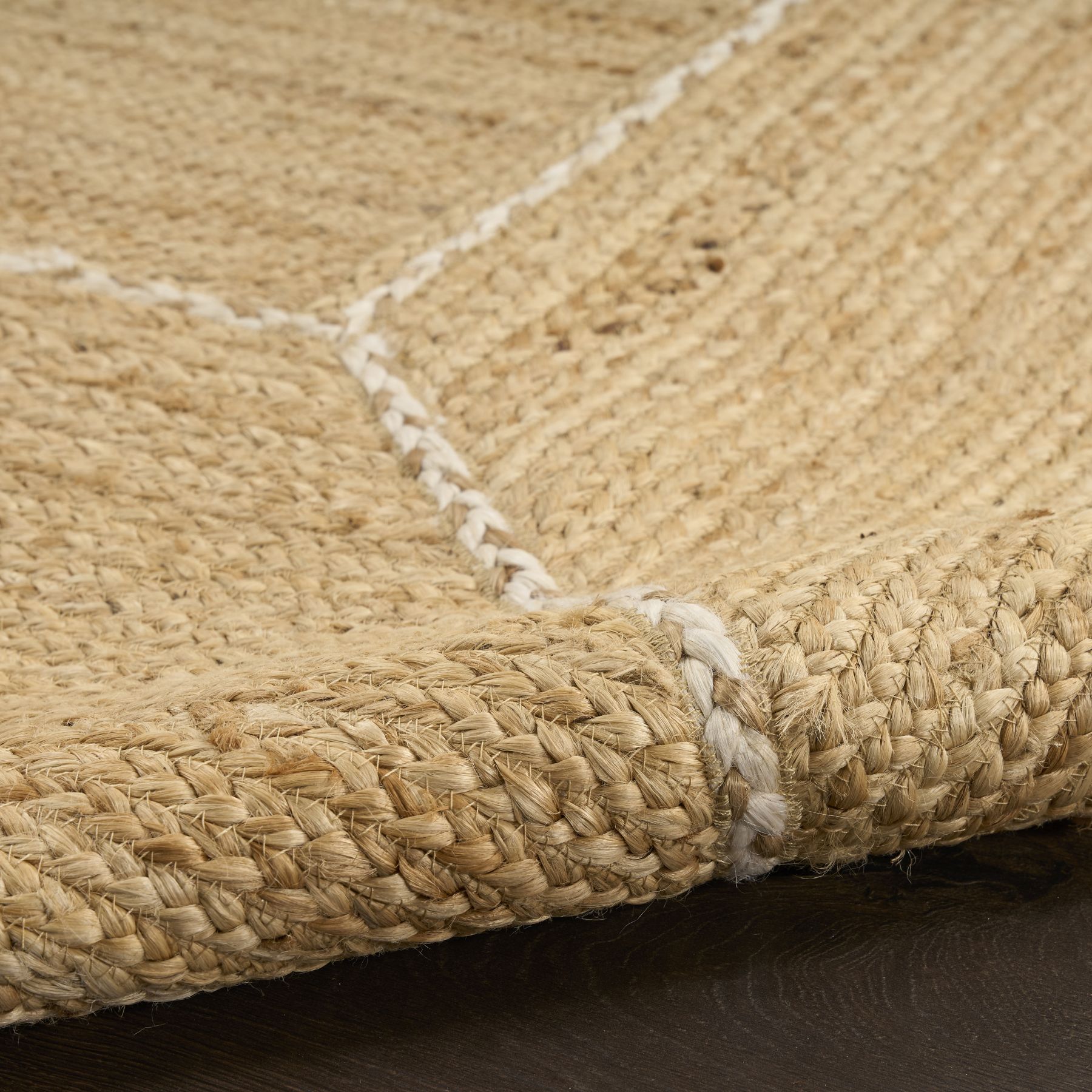 Closeup view of Terazzo Jute TRJ01 geometric rug in natural