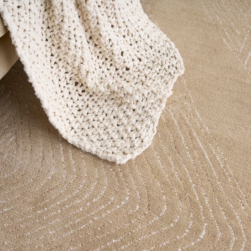 Close up of a wool rug with abstract pattern
