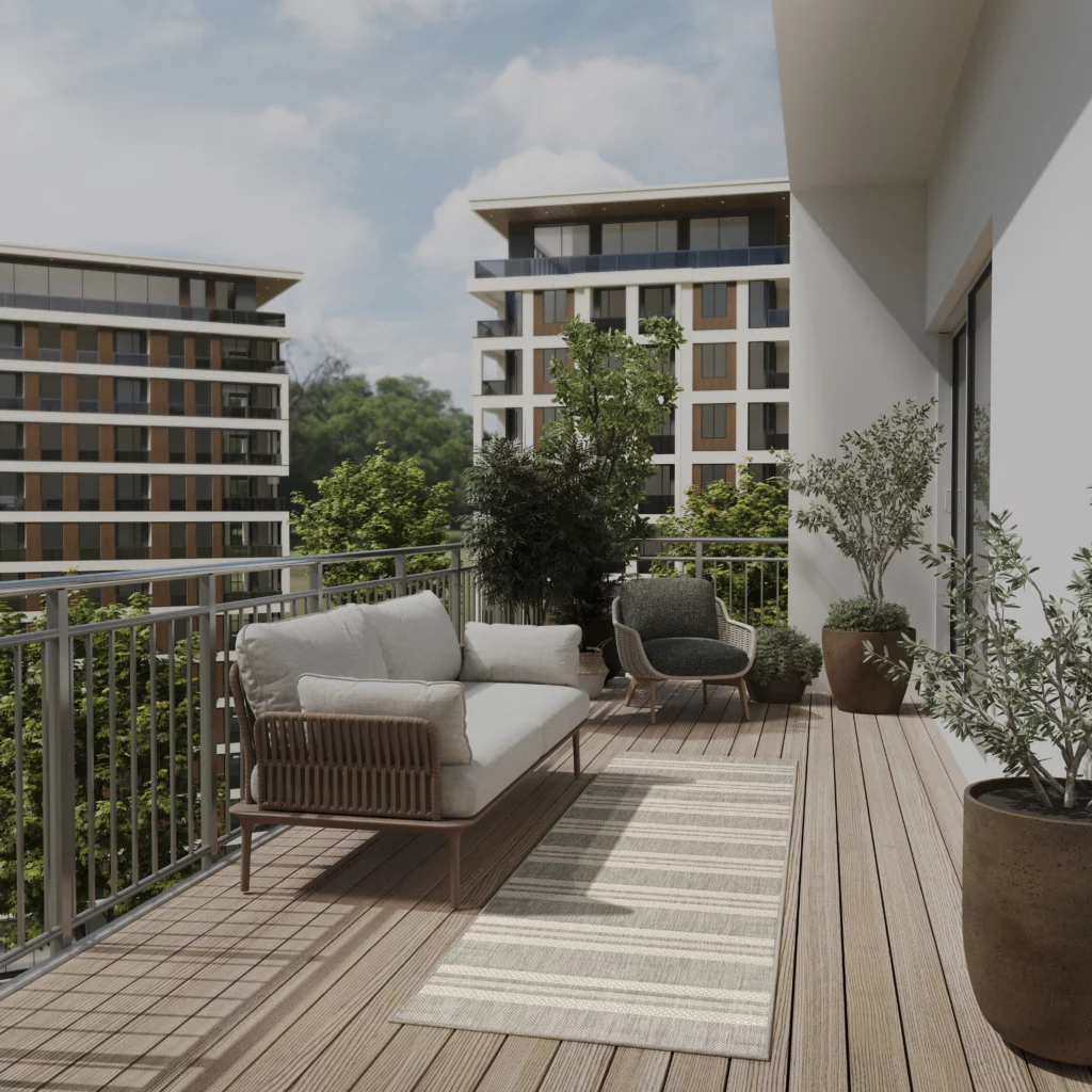 You're right, I missed it. Here it is:

IMAGE (Balcony section)
HRZON_HOZ05_GREY_2x8_841491180495_ROOM01
Alt Text: Nourison Horizon HOZ05 grey 2 by 8 runner rug on a modern wood-deck balcony with a rope-and-wood outdoor sofa, accent chair, and potted olive tree
